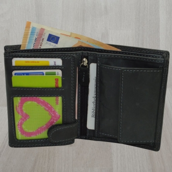 Hochwertige Geldbörse Geldbeutel Portemonnaie Büffel Leder Adler geprägt RFID Schutz Grau